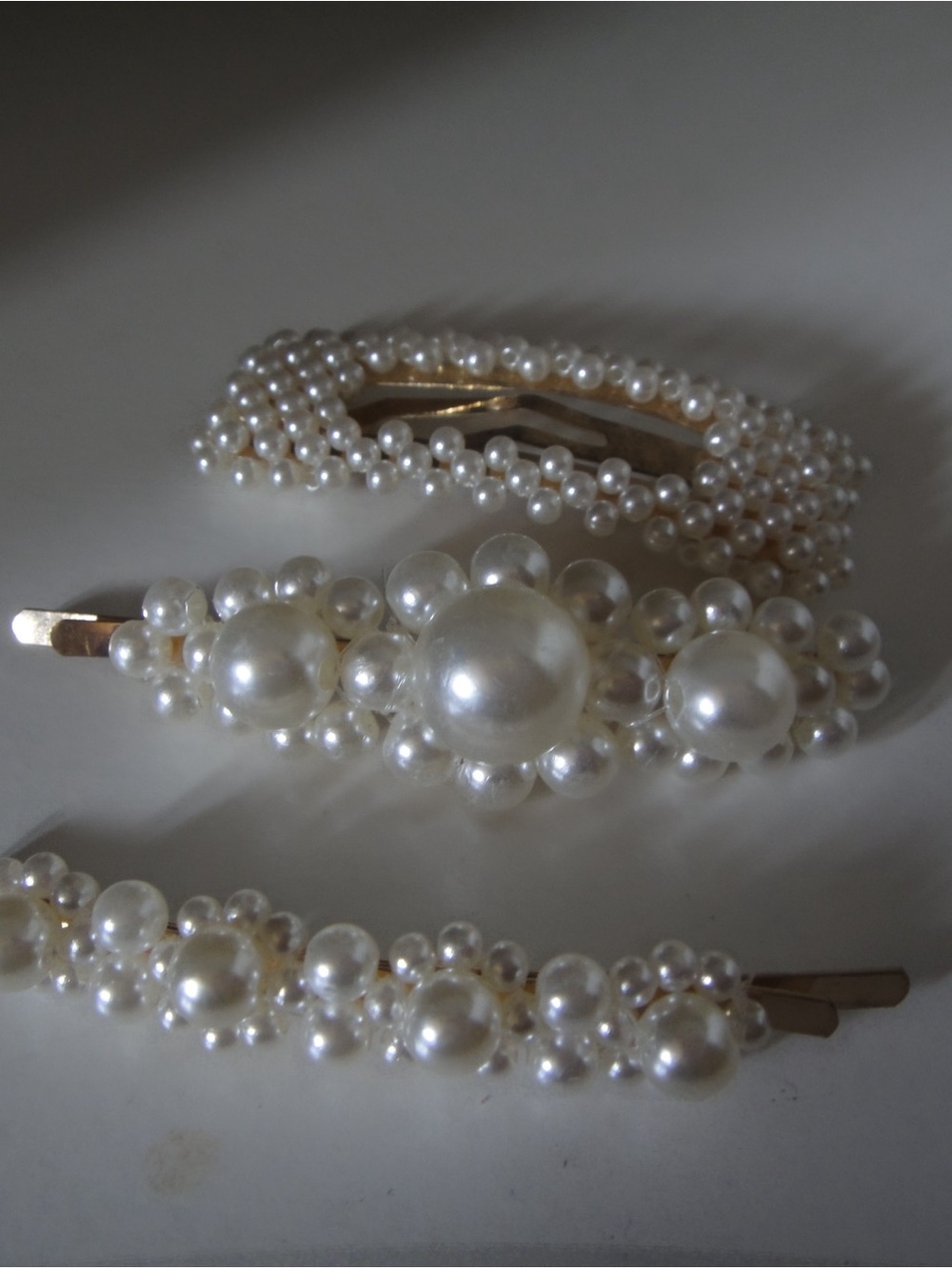 Faux Pearl Hair Clip Set - Ivory Pearl Accent Clips